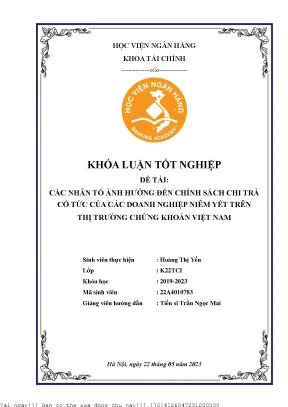 Nhân Tố Ảnh Hưởng Đến Chính Sách Chi Trả Cổ Tức Của