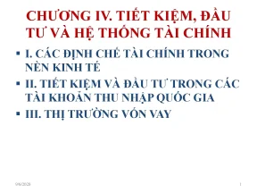 Tiết Kiệm, Đầu Tư và Hệ Thống Tài Chính: Các Định Chế