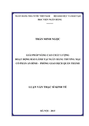 Giải Pháp Nâng Cao Chất Lượng Hoạt Động Bảo Lãnh Tại
