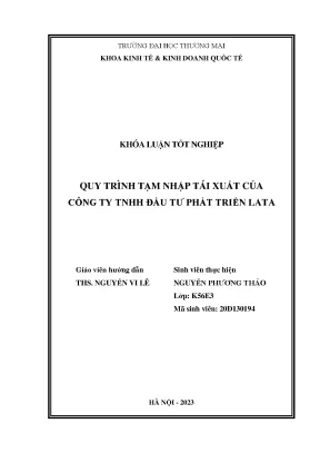Quy trình tạm nhập tái xuất hàng hóa tại Công ty TNHH