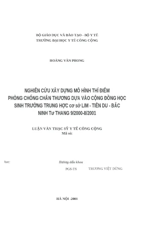 Mô Hình Thí Điểm Phòng Chống Chấn Thương Dựa Vào Cộng