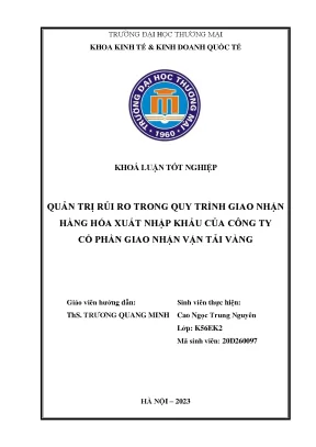 Quản Trị Rủi Ro Trong Giao Nhận Hàng Hóa Xuất Nhập Khẩu