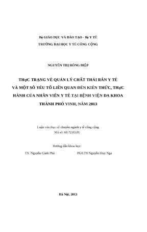 Quản lý chất thải rắn y tế tại Bệnh viện Đa khoa Thành