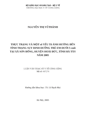 Tình Trạng Suy Dinh Dưỡng Trẻ Em Dưới 5 Tuổi Tại Xã Sơn