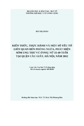 Phòng Ngừa và Phát Hiện Sớm Ung Thư Vú Ở Phụ Nữ 15-49