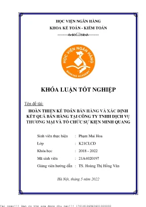 Cải Tiến Kế Toán Bán Hàng Tại Công Ty TNHH Minh Quang