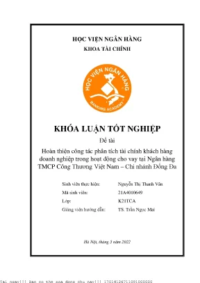 Cải tiến phân tích tài chính doanh nghiệp trong cho vay