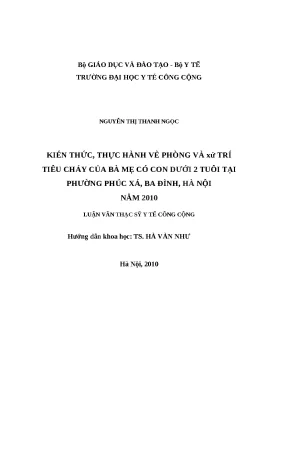 Kiến thức và thực hành phòng ngừa tiêu chảy ở bà mẹ có
