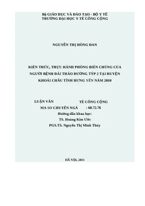 Kiến thức và thực hành phòng biến chứng đái tháo đường