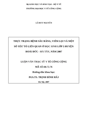 Thực trạng bệnh sâu răng và viêm lợi ở học sinh lớp 5