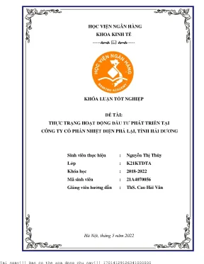 Đầu Tư Phát Triển Tại Công Ty Cổ Phần Nhiệt Điện Phả