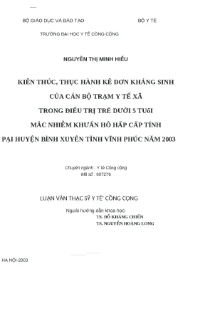 Kiến thức và thực hành kê đơn kháng sinh cho trẻ dưới 5