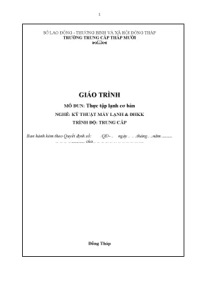 Giáo Trình Thực Tập Lạnh Cơ Bản: Kỹ Thuật Máy Lạnh và
