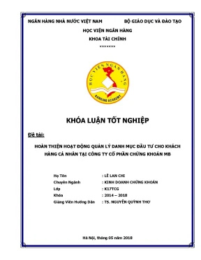 Hoàn thiện quản lý danh mục đầu tư cho khách hàng cá 