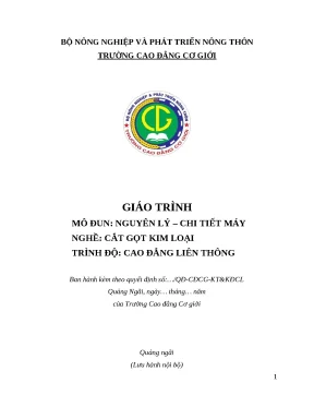 Giáo Trình Nguyên Lý Chi Tiết Máy Nghề Cắt Gọt Kim Loại