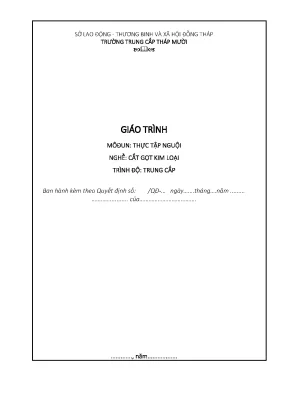 Giáo Trình Thực Tập Nguội: Cắt Gọt Kim Loại Tại Trường 