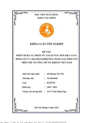 Nhân Tố Ảnh Hưởng Đến Khả Năng Sinh Lời Doanh Nghiệp Bất
