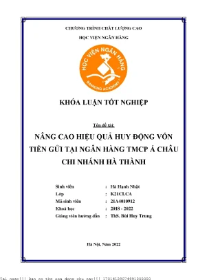 Tối Ưu Huy Động Vốn Tiền Gửi Tại Ngân Hàng TMCP Á Châu