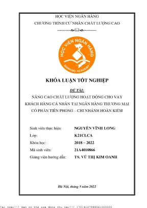 Nâng cao chất lượng cho vay cá nhân tại TPBank Hoàn Kiếm