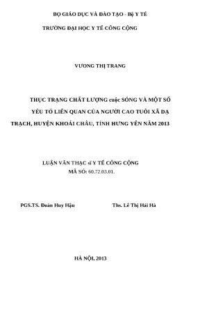 Chất lượng cuộc sống của người cao tuổi tại xã Dạ Trạch,
