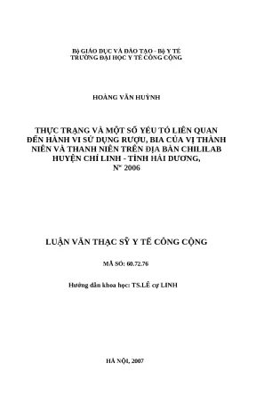 Nghiên cứu hành vi sử dụng rượu bia của vị thành niên và