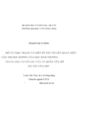 Cận Thị Học Đường: Thực Trạng và Yếu Tố Liên Quan Tại
