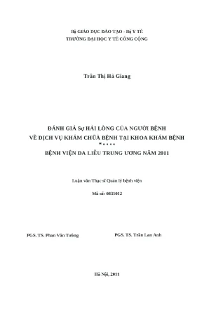 Đánh Giá Sự Hài Lòng Của Người Bệnh Tại Bệnh Viện Da