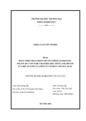Khoá luận: Marketing YouTube cho khóa học tiếng Anh trẻ em