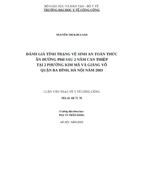 Đánh Giá Vệ Sinh An Toàn Thực Phẩm Đường Phố Tại Hà Nội