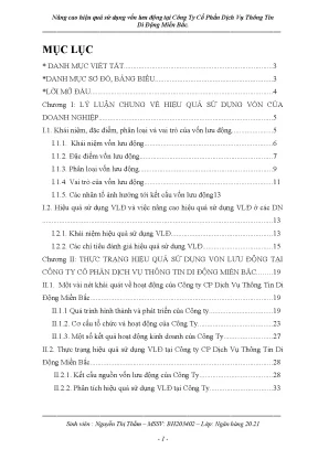 Nâng cao hiệu quả sử dụng vốn lưu động tại Công ty Cổ