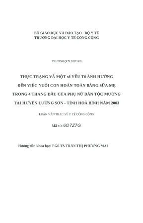 Thực trạng nuôi con bằng sữa mẹ trong 4 tháng đầu của