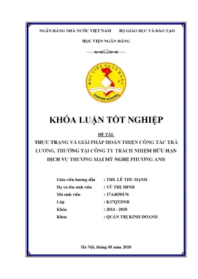 Giải Pháp Hoàn Thiện Công Tác Trả Lương Tại Công Ty TNHH
