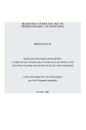 Đánh Giá Tình Trạng Dinh Dưỡng Ở Trẻ Em 25-60 Tháng Tại