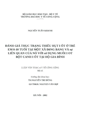 Đánh Giá Thiếu Hụt I-ốt Ở Trẻ Em 8-10 Tuổi Tại Đồng Bằng
