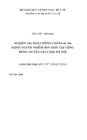 Nghiên cứu chăm sóc sức khỏe cho người nhiễm HIV/AIDS