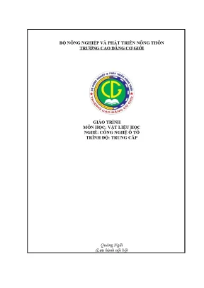 Giáo Trình Vật Liệu Học Nghề Công Nghệ Ô Tô Trung Cấp