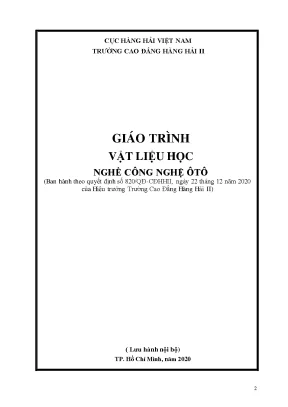 Giáo Trình Vật Liệu Học Nghề Công Nghệ Ô Tô Tại Trường 