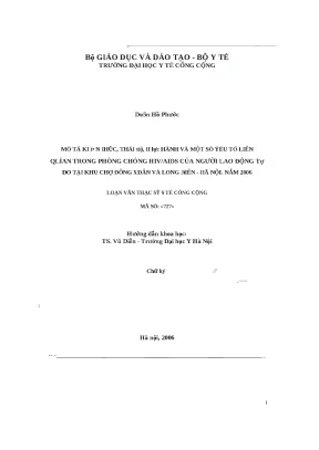 Nghiên cứu kiến thức và thái độ phòng chống HIV/AIDS của