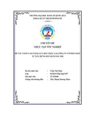 Nâng Cao Năng Lực Đấu Thầu Tại Công Ty Cổ Phần Đầu Tư
