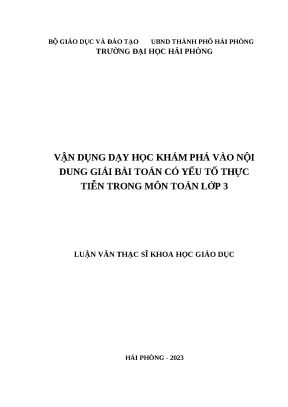 Vận Dụng Dạy Học Khám Phá Trong Giải Toán Thực Tiễn Lớp 3