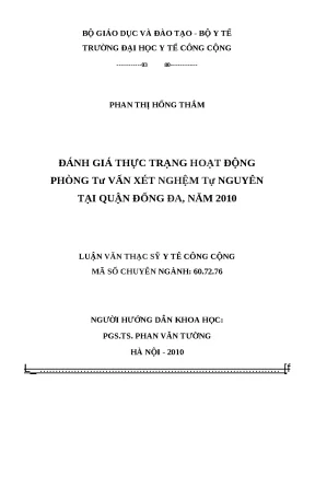 Đánh Giá Hoạt Động Tư Vấn Xét Nghiệm Tự Nguyện Tại Quận