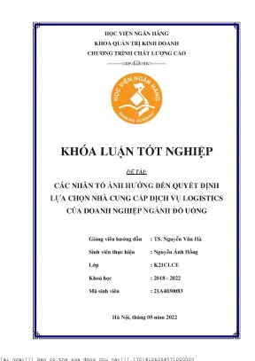 Nhân Tố Quyết Định Lựa Chọn Nhà Cung Cấp Logistics Trong