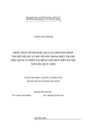 Phân Tích Chi Phí Hiệu Quả: Tán Sỏi Nội Soi So Với Mổ