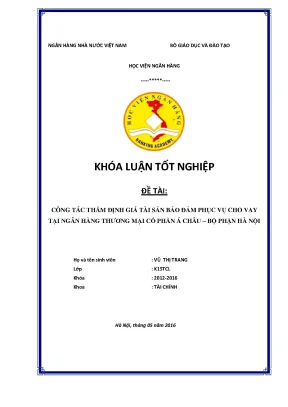 Công Tác Thẩm Định Giá Tài Sản Bảo Đảm Tại Ngân Hàng
