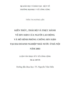 Nghiên cứu kiến thức và thái độ về HIV/AIDS của người