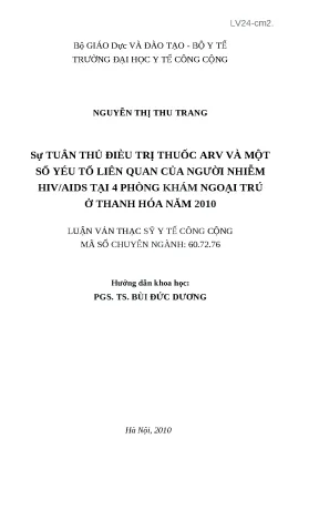 Nghiên cứu sự tuân thủ điều trị thuốc ARV và các yếu tố