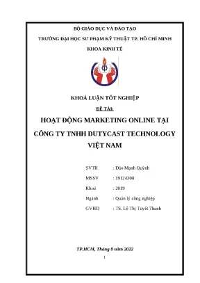 Khóa Luận Tốt Nghiệp Về Marketing Online Tại Dutycast