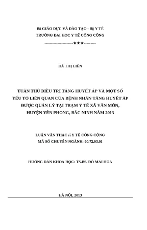 Nghiên cứu tuân thủ điều trị tăng huyết áp tại trạm y tế