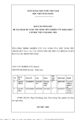 Tác động của IFRS đến lợi nhuận và rủi ro của ngân hàng