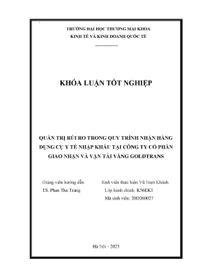 Quản Trị Rủi Ro Trong Nhận Hàng Dụng Cụ Y Tế Nhập Khẩu